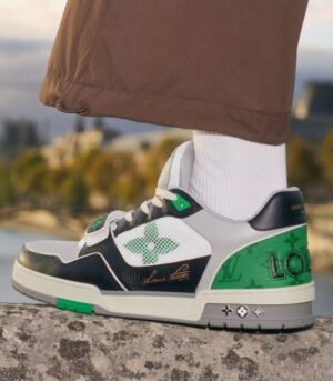 Louis Vuitton LV Trainer Monogram strap Black White Green