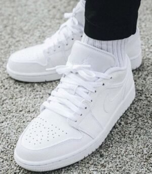 Air Jordan 1 Low Triple White Tumbled Leather