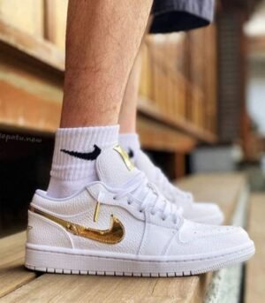Air Jordan 1 Low Blanco Oro Metálico Mujer