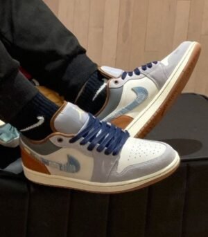 Air Jordan 1 Low SE Phantom Repaired Denim Swoosh